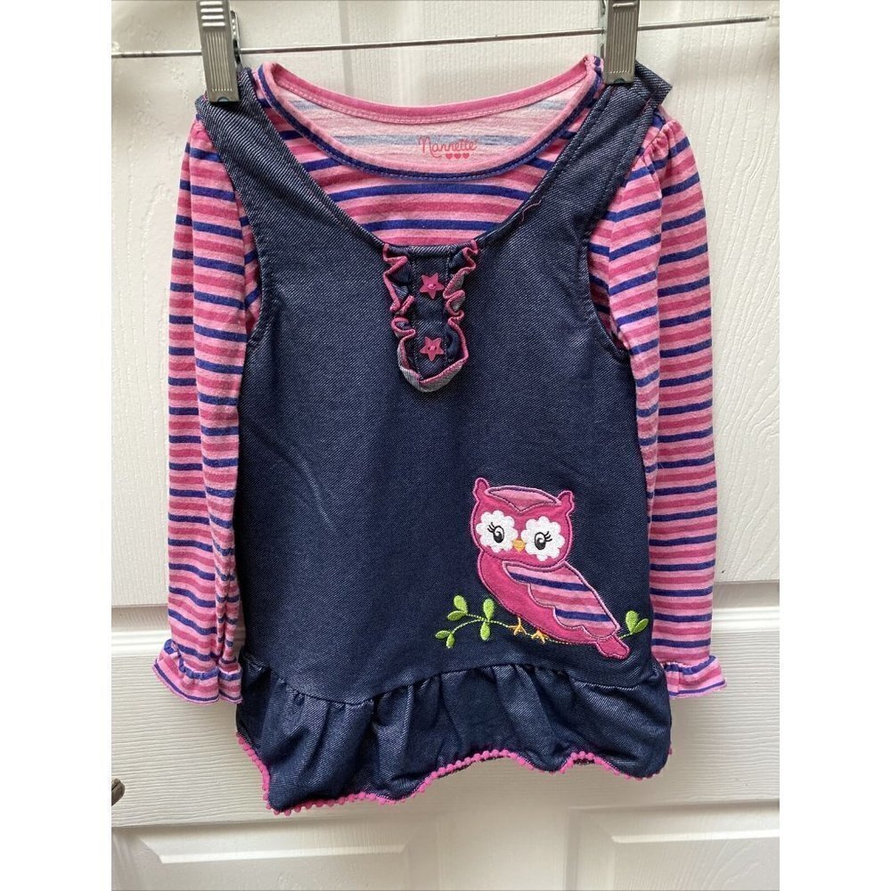 n NANNETTE casual blue owl long sleeved top sz 5